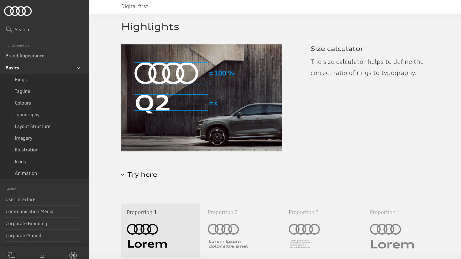 How to make a style guide: Audi style guide