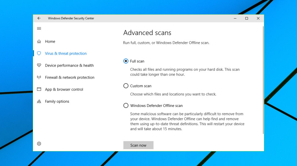 Windows Defender scanning