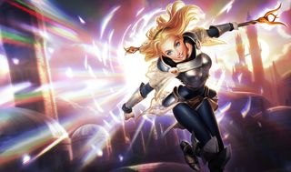 A white female with a baton
