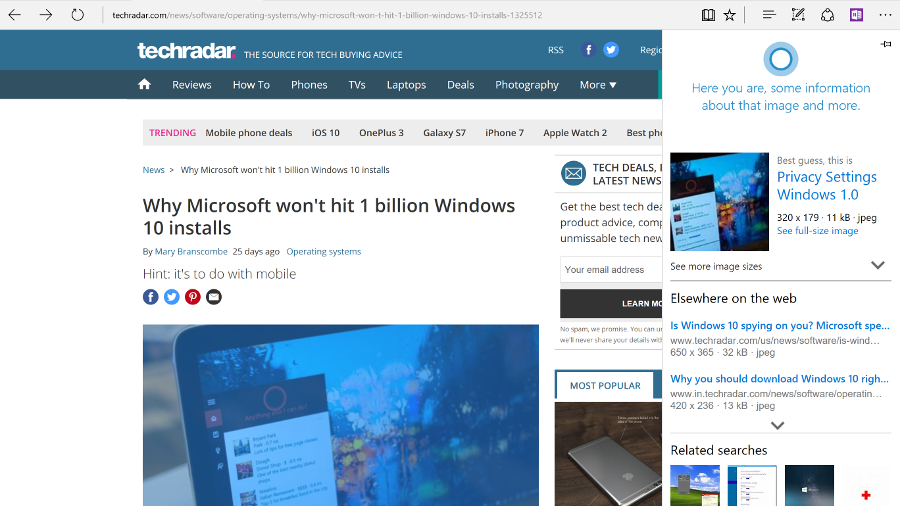 Edge ask Cortana