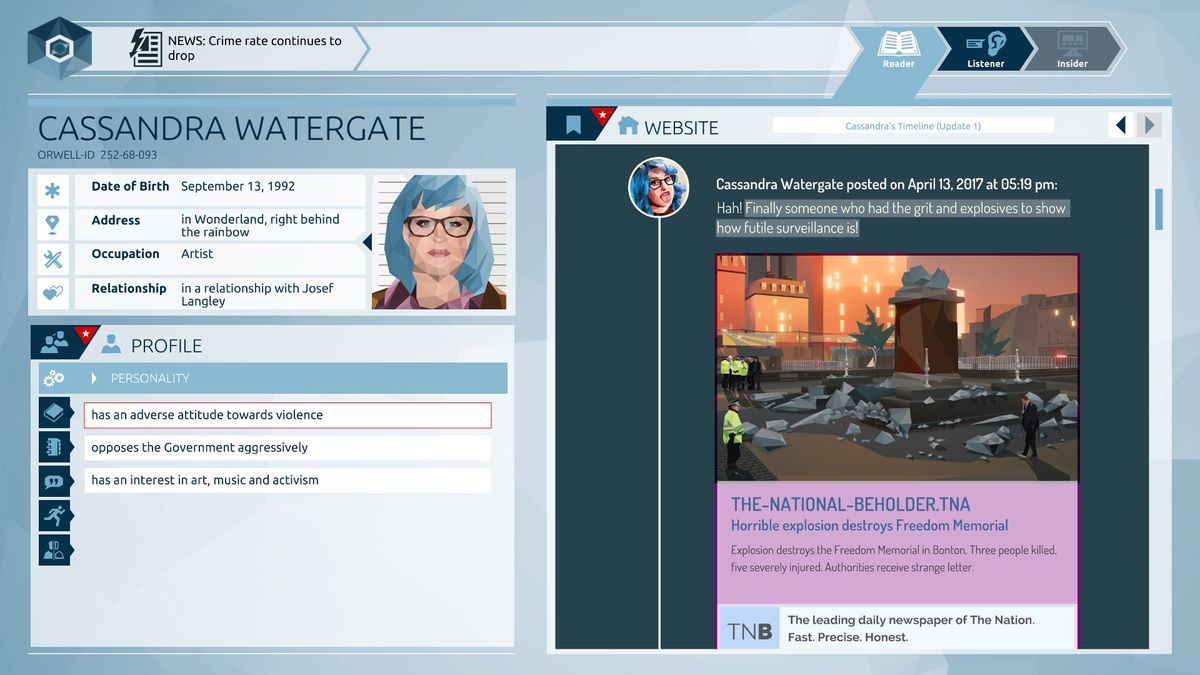 Data mining sim Orwell will be serialised, and the first episode is out ... - PC Gamer
