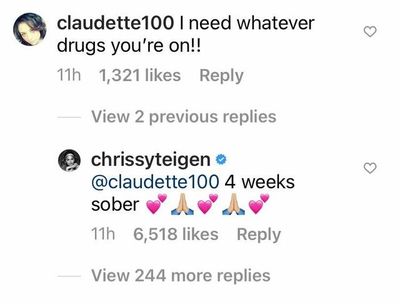 Chrissy Teigen Revealed She S Four Weeks Sober On Instagram Marie Claire