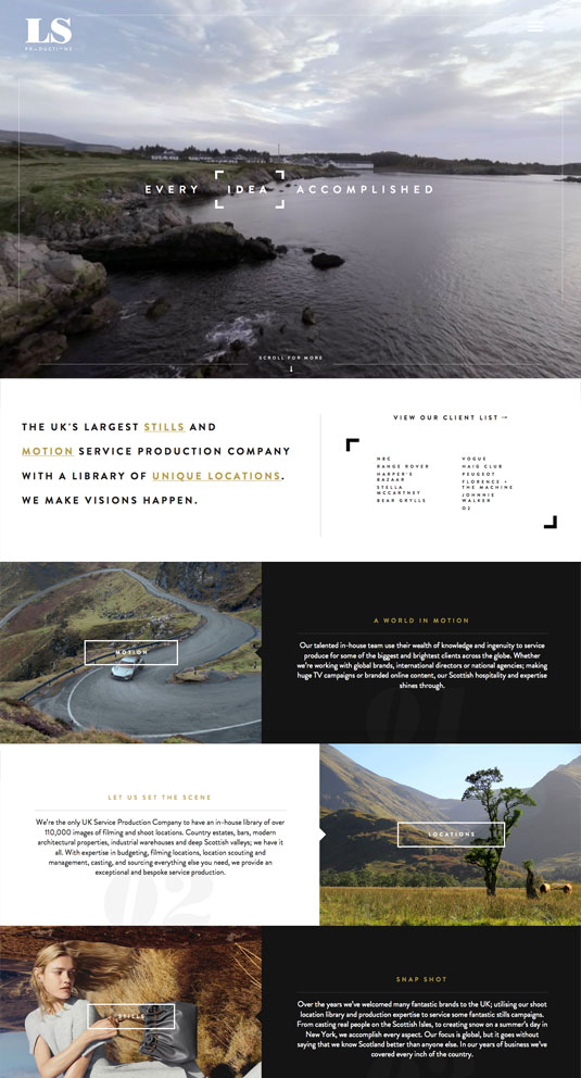 Landing page design - LS Productions