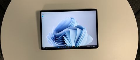 A folded Surface Laptop Studio into its tablet form. 