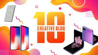 Best phone design of the decade; a graphic of the Creative Bloq Awards logo with phones