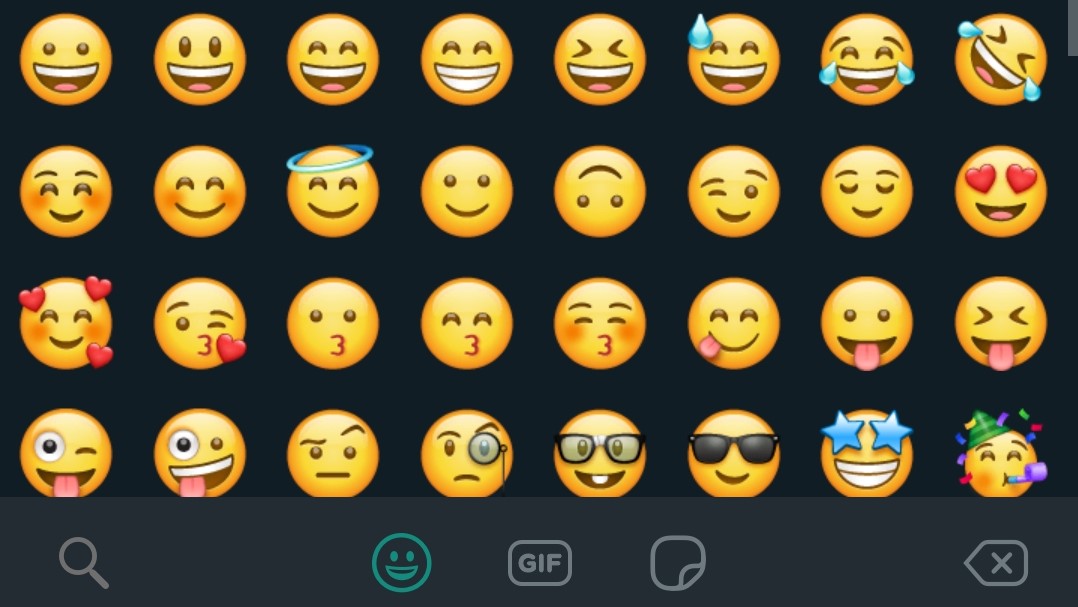 WhatsApp dark mode emoji