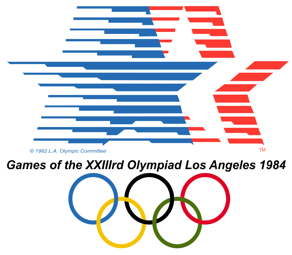 在1984年洛杉矶奥运会的标志了爱国,挥舞旗帜的感觉