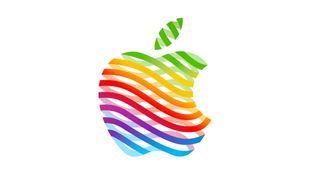 New Apple logo in rainbow colours on a white background