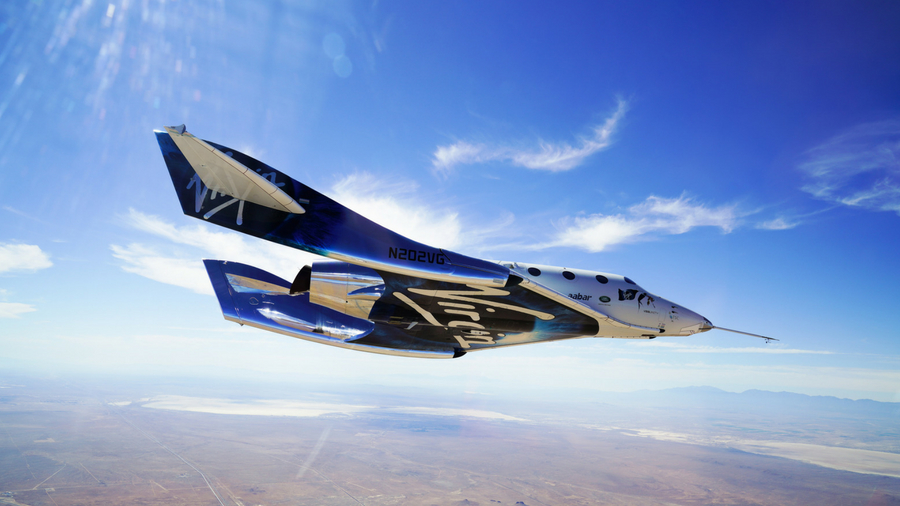 Image of Virgin Galactic's SpaceShipTwo VSS Unity during a test flight