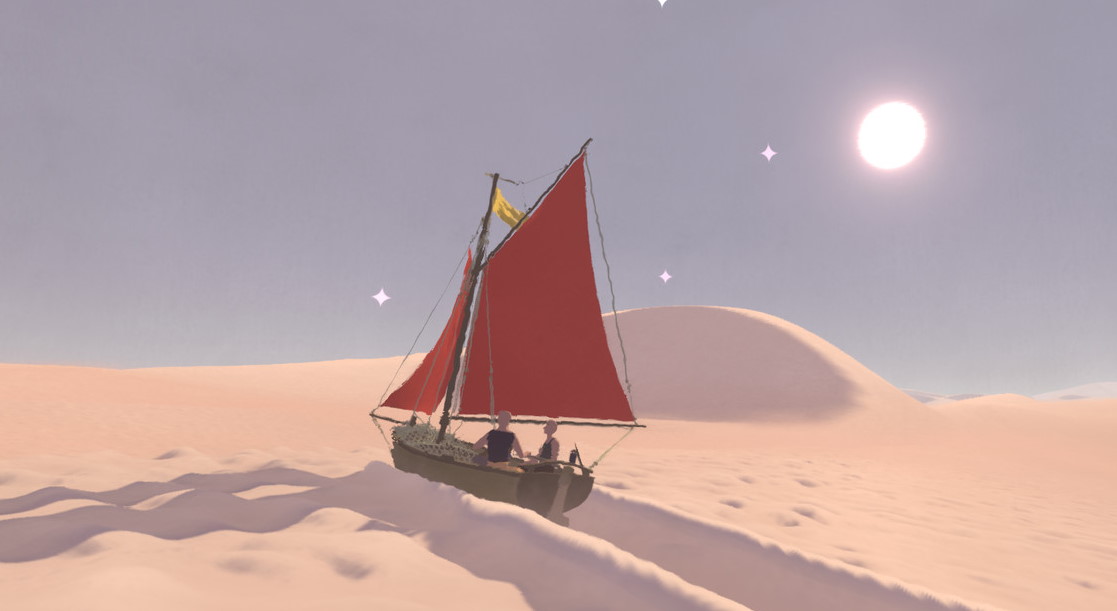 Journey across an endless sea of sand in Red Sails, a dreamlike exploration adventure