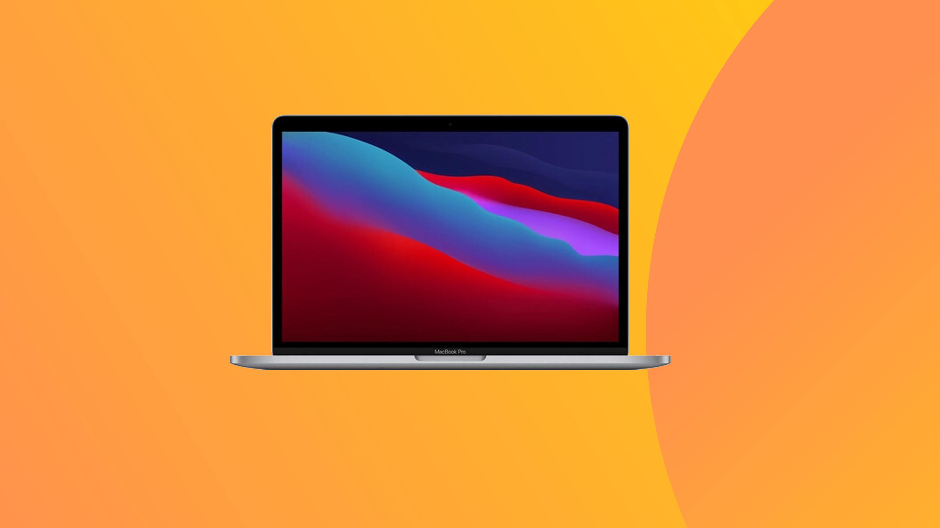 product shot of the 2020 macbook pro on a colourful background