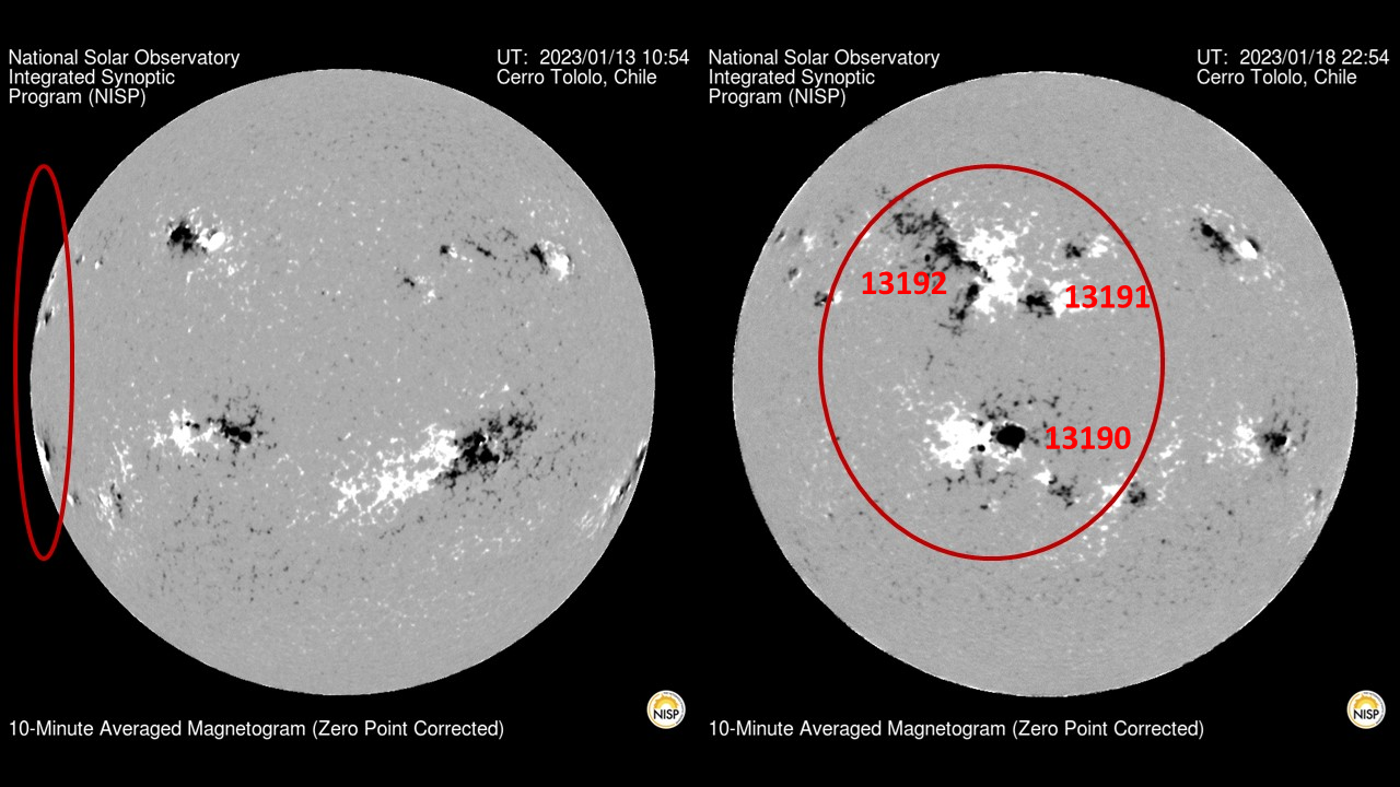 2 massive 'active regions' on the sun have rotated into Earth's view