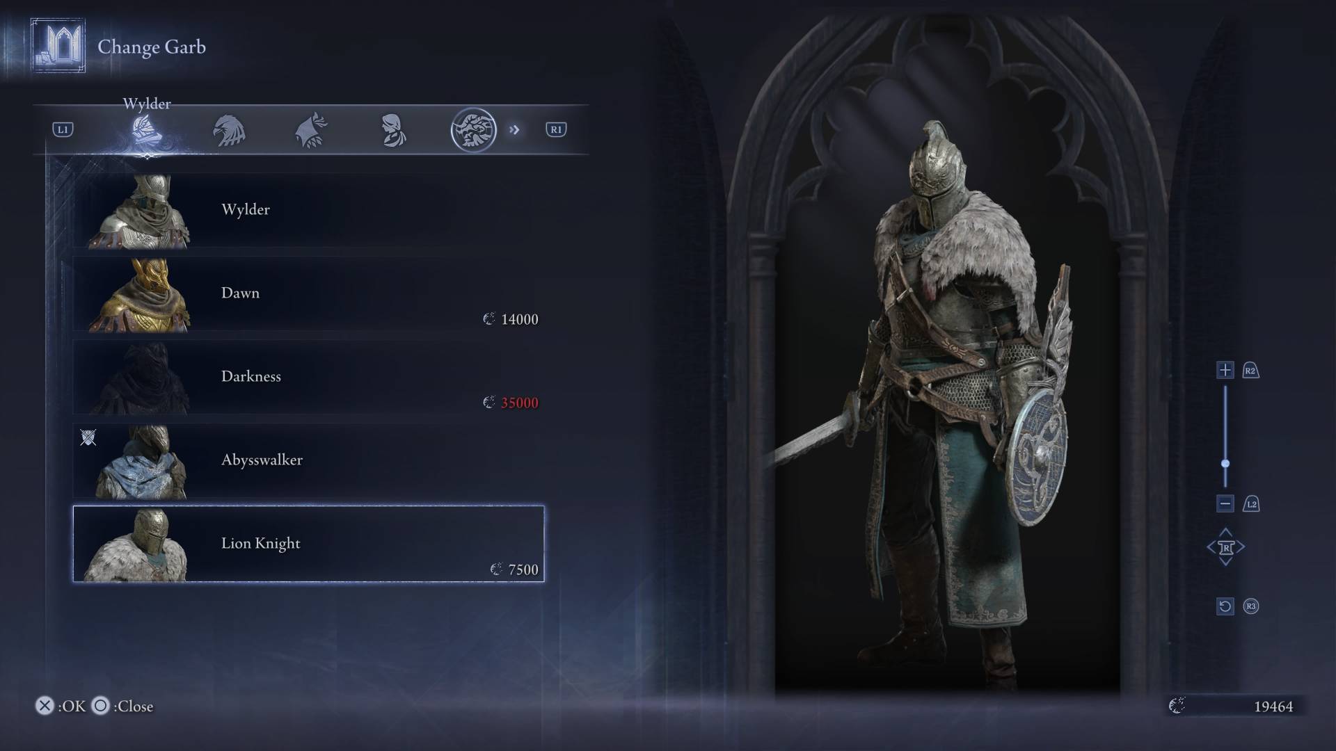Elden Ring Nightreign skins lion knight wylder