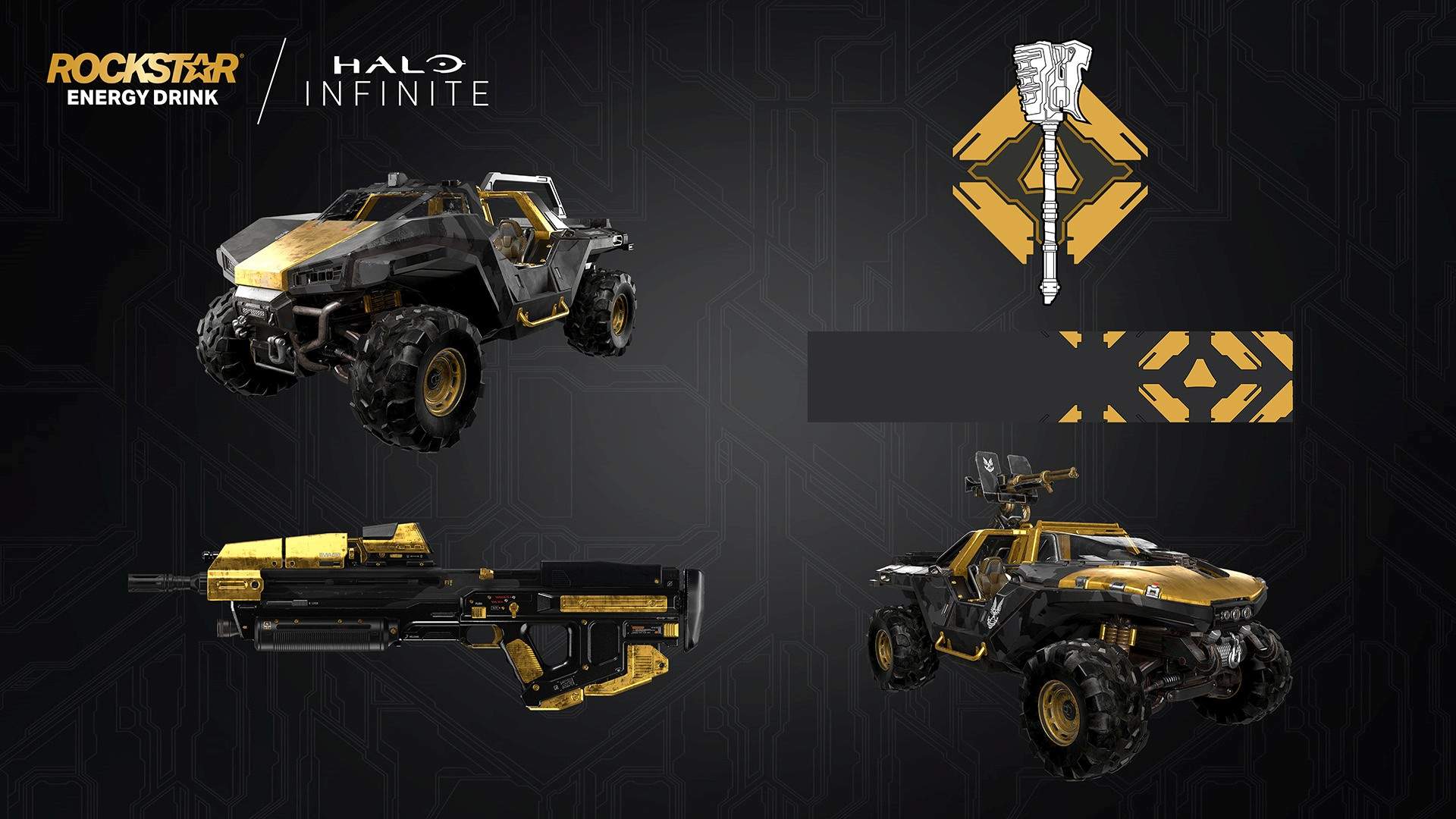 Halo Infinite energy drink collab brings black-and-gold vehicle and gun skins thumbnail