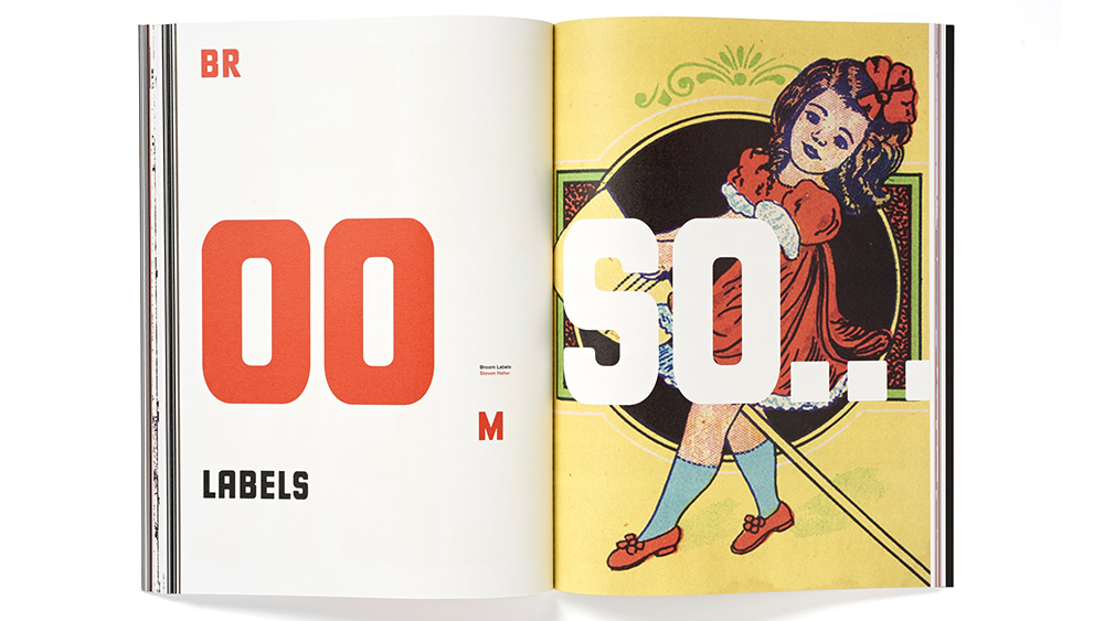Booklet layout shows a retro illustrated girl and 'oo soo...' typed