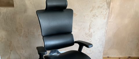 A detail shot of an ergonomic chair.