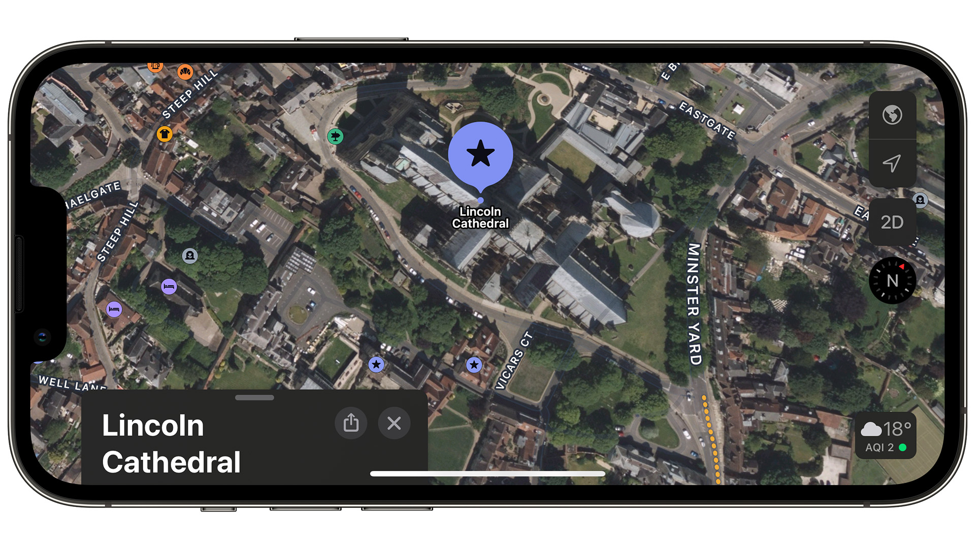 iOS 16 Apple Maps in 3D mode