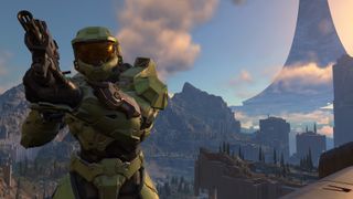Master Chief stands against an alien planet's landscape in one of the best Xbox Series X games