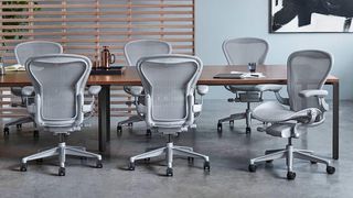 Herman Miller Aeron chairs around a desk