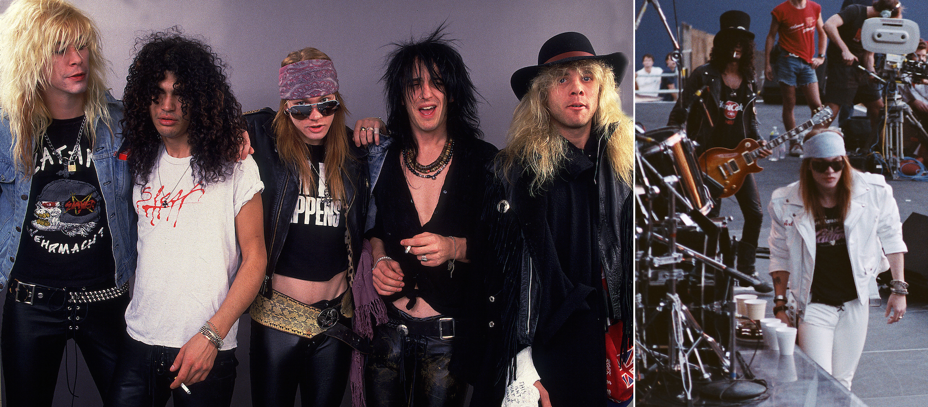 guns n" roses in 1987, and right, with axl the following year