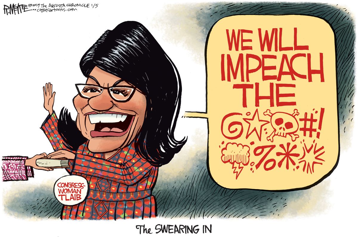 Political Cartoon U S Rashida Tlaib Trump Profanity Swearing In The Week