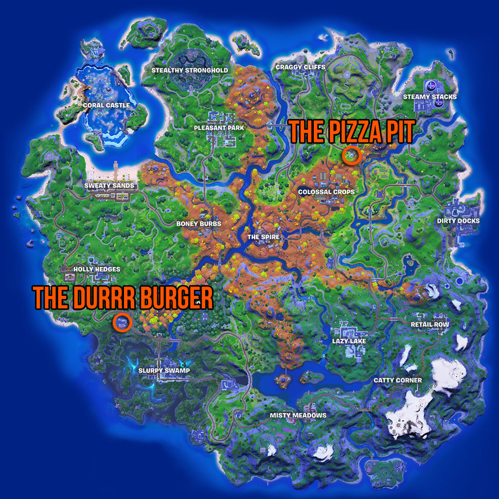 Emplacements Des Restaurants Fortnite Durrr Burger Et Pizza Pit Tech