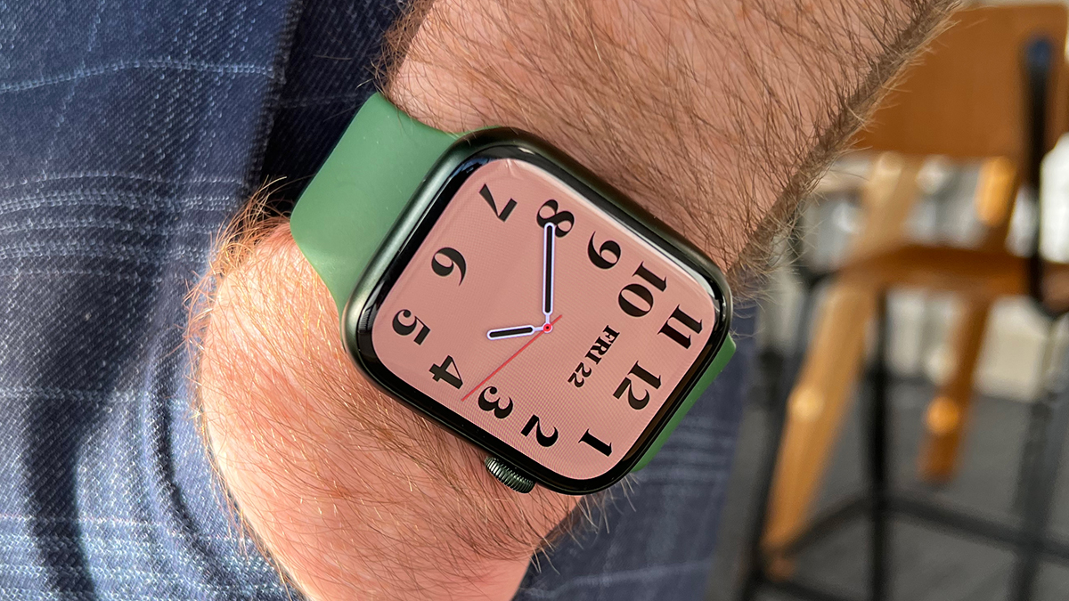 A man wears the Apple Watch Series 7 on his wrist.