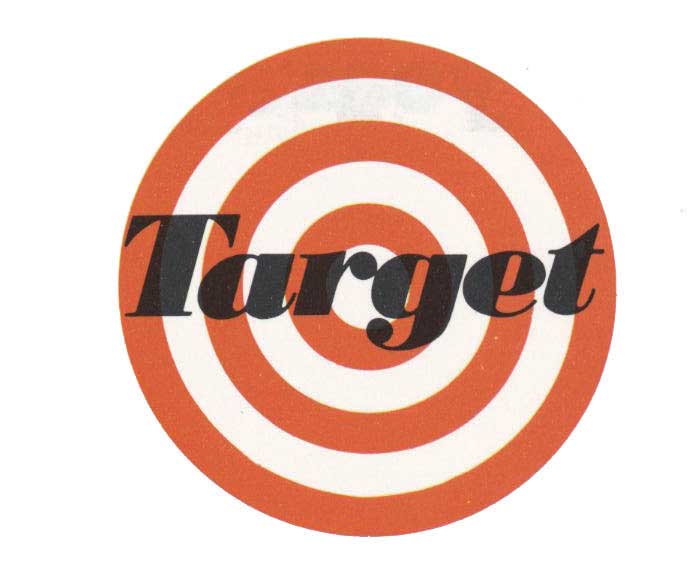 A bullseye-type design with Target written across the middle in black