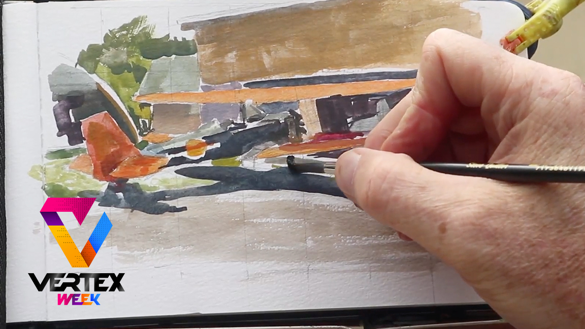 Vertex Week: paint a plein air biplane with James Gurney