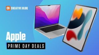 images of a MacBook and iPad with the text 'Apple Prime Day deals'