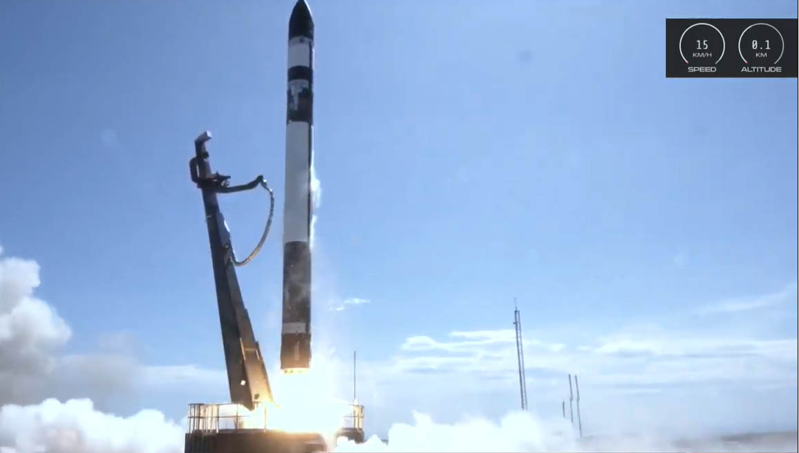 Rocket Lab launches satellite for US spysat agency, guides booster back to Earth