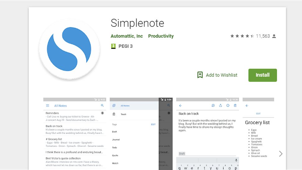 Simplenote - A simple notepad application