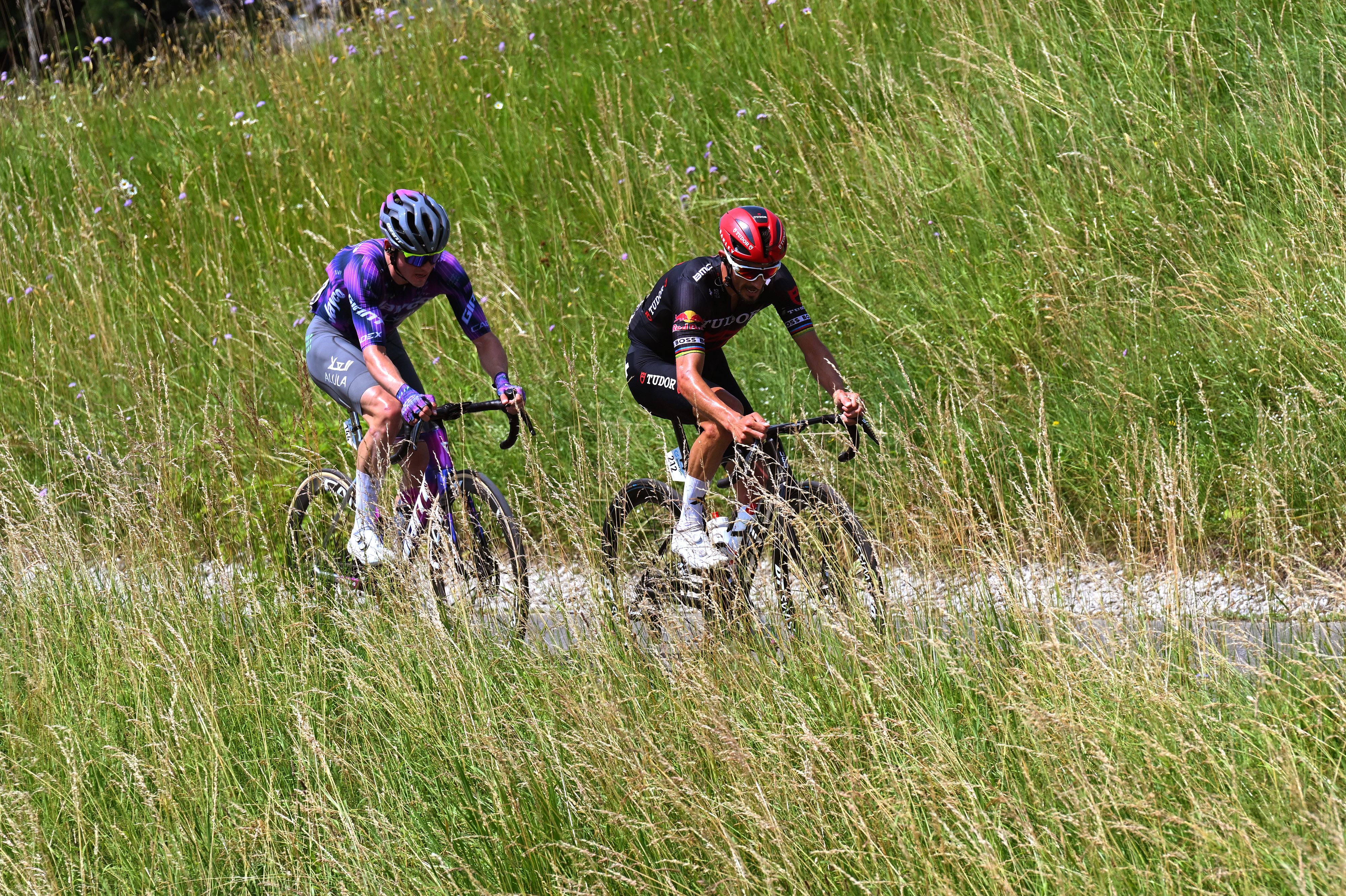 Alaphilippe and Engelhardt out front of the race on stage one of the Tour de Suisse 2025