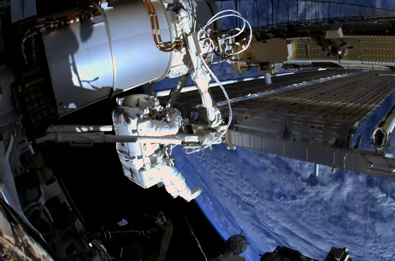 NASA astronauts unfurl 4th roll-out solar array on spacewalk outside space station