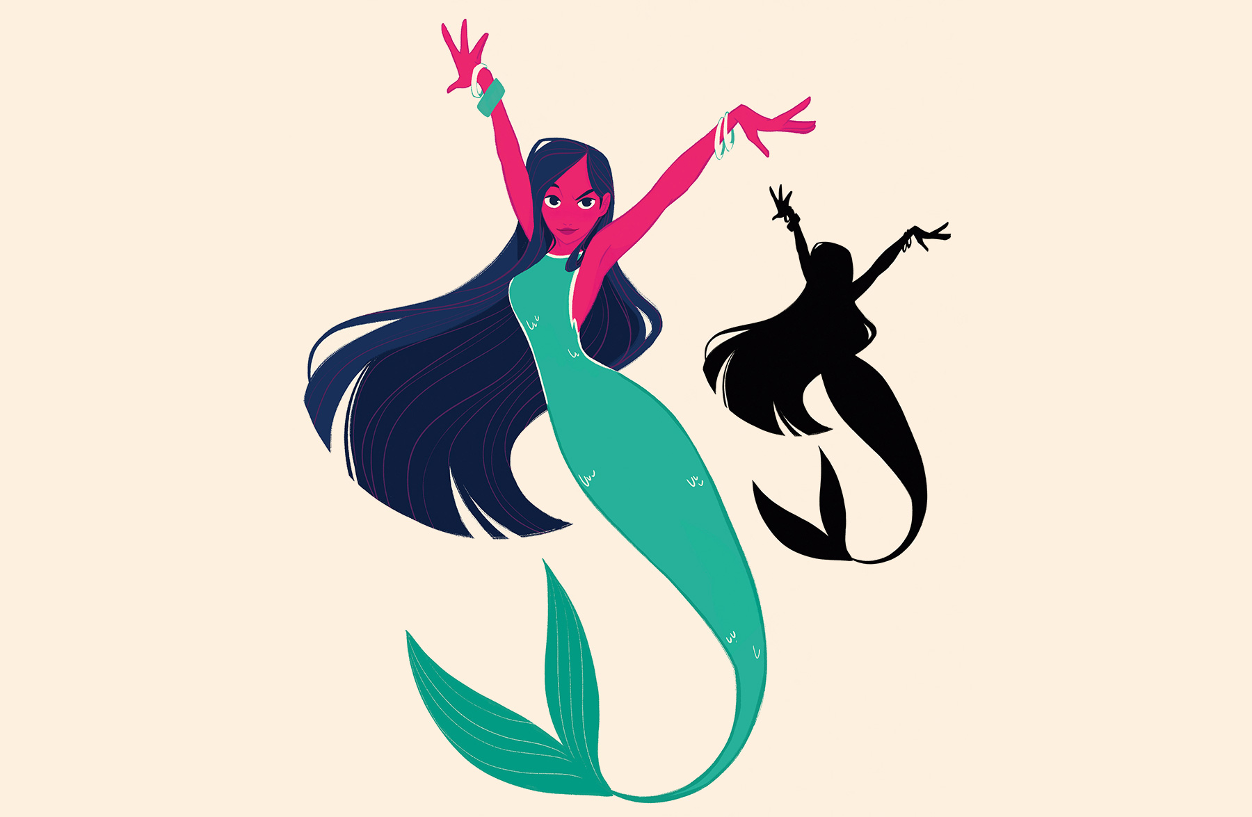 mermaid silhouette: character design