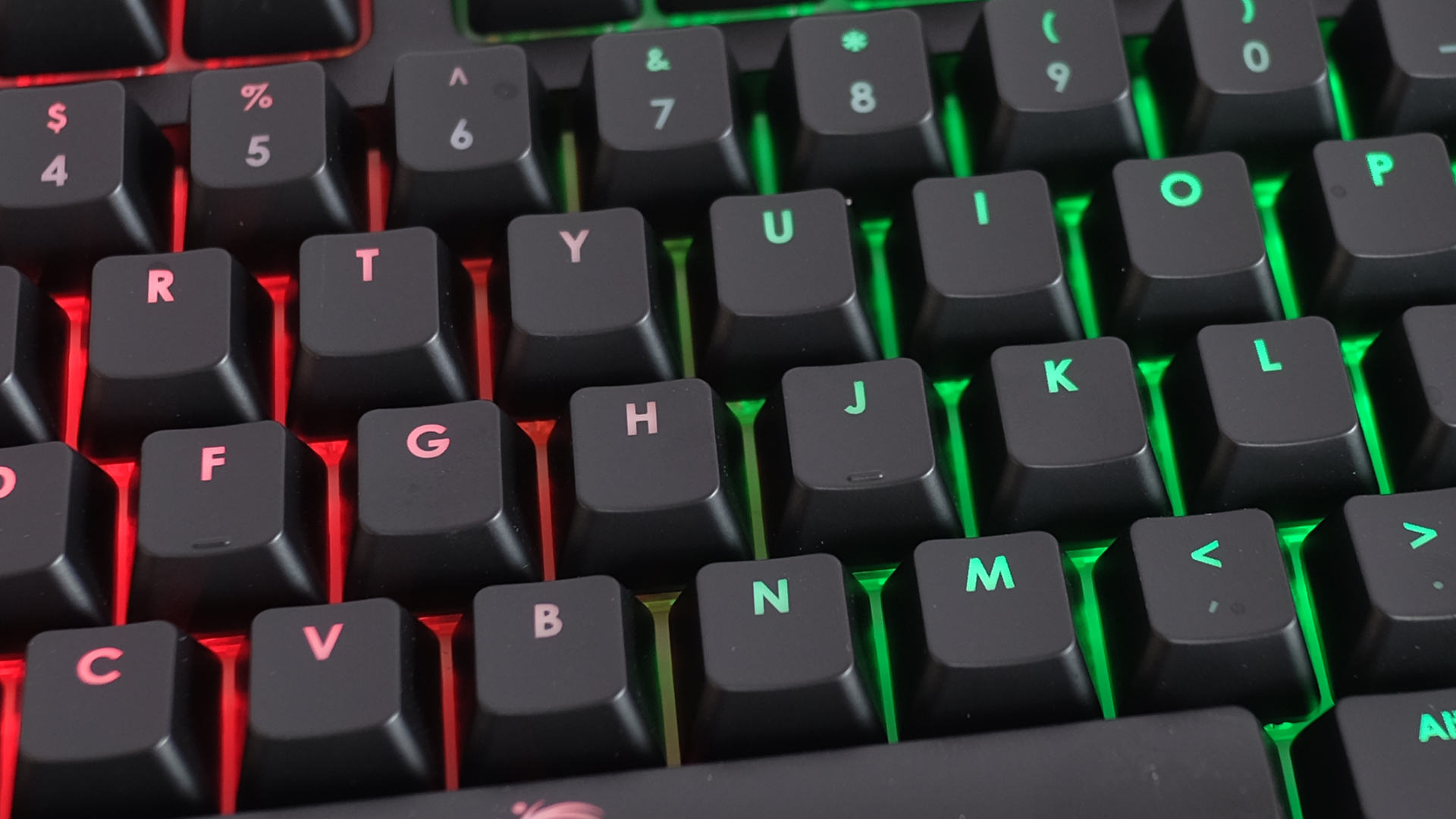 A photo of the G.Skill Ripjaws KM570 close up of the keys and backlight