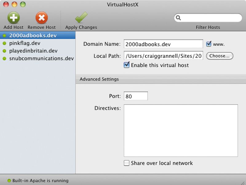 virtualhostx not serving site