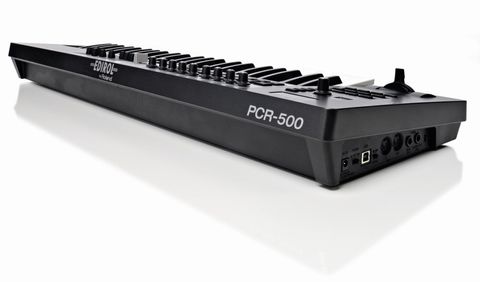 The keyboard's styling borrows from classic Roland synths.
