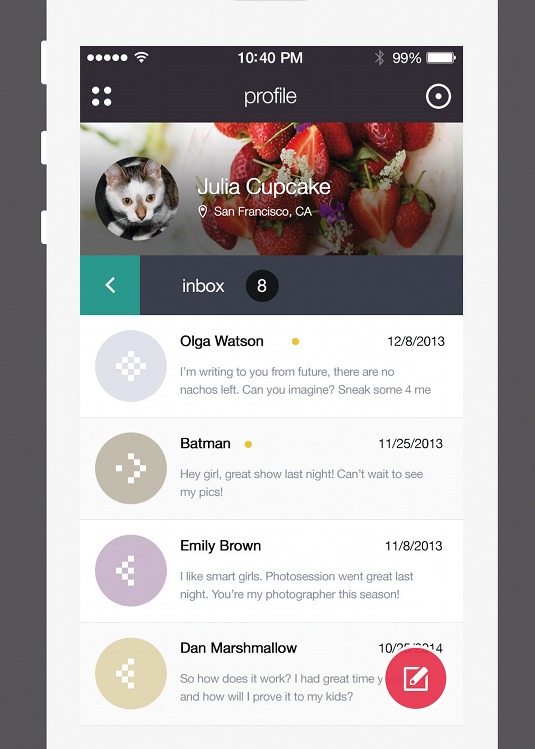 The final detail helps to add interest in the app UI
