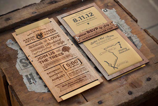 Graphic designer Chase Kettl used laser cutting to create beautiful invitations for her wedding