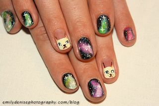 20-year-old nail artist Emily created these designs for her cat-lover cousin