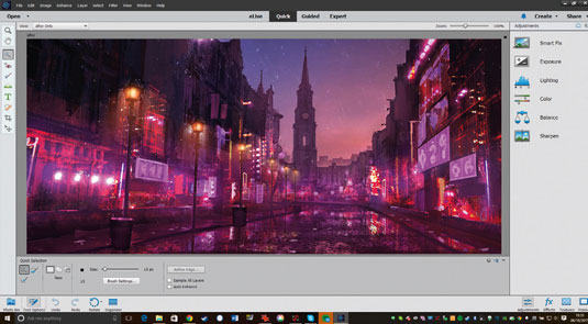 Adobe puts all Elements' most eye-catching features up front, so you can quickly improve your photos with some impressive effects.