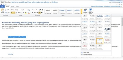 Hotmail word web view