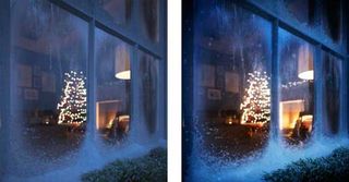 Colour grading was used to create a wintry feel to the exterior