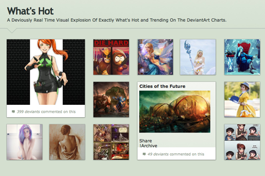 Users will have all the main sections of the website at their finger tips, including the site's selection of art.