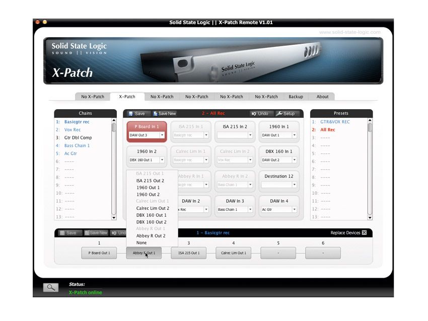 Pull-down menus make it incredibly easy to select sources feeding each of the 16 inputs.