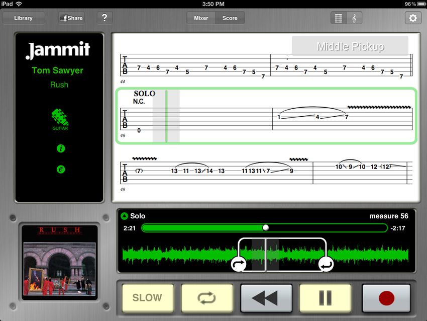 Tab View - Score View displaying tablature for those that don't read standard notation