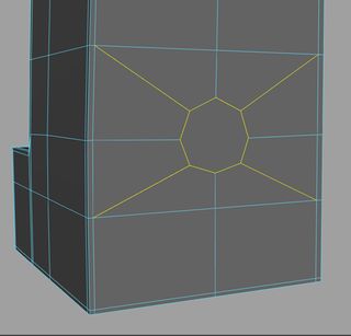 Create a hole by splitting a vertex on the back of the leg