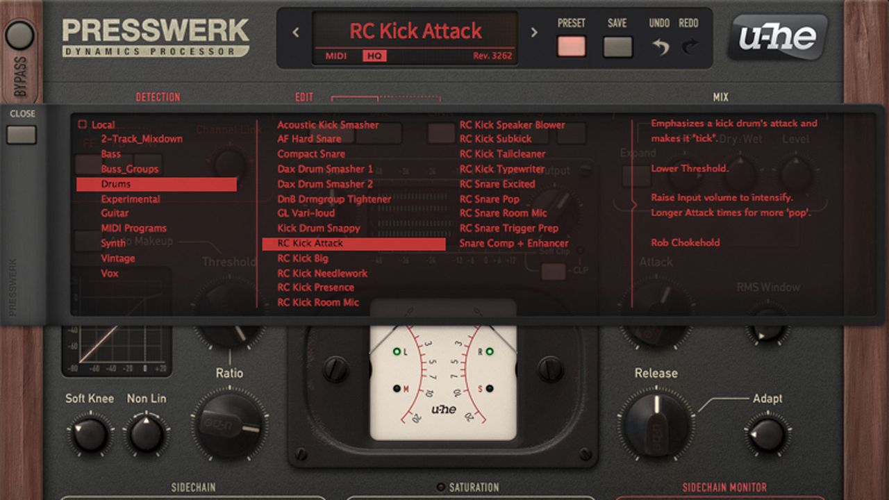 Most of the presets include a text description of their settings in the browser