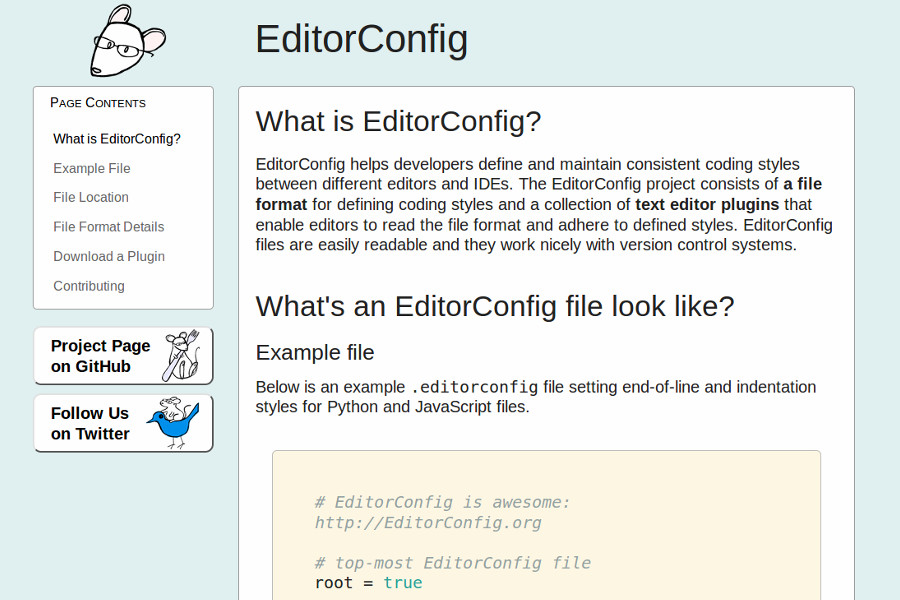 web design tools: EditorConfig